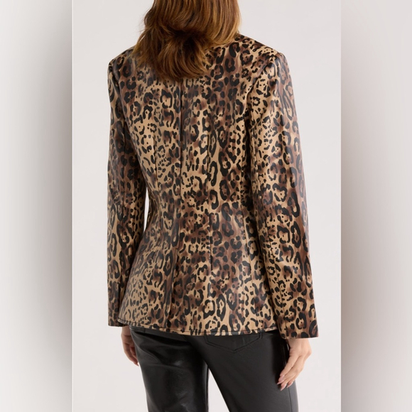 Cinq à Sept Cheyenne Leopard Print Faux Leather Jacket - Picture 2 of 11